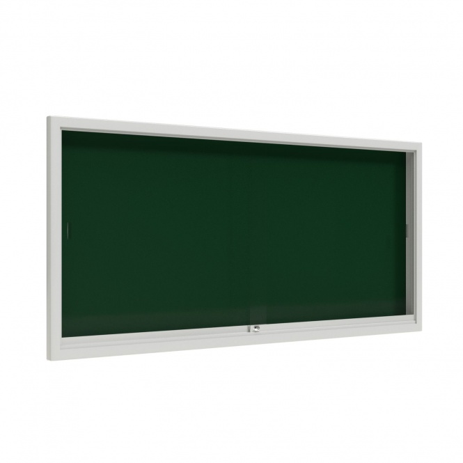 Info-Wandvitrine, 93 cm hoch, 195x8,0 cm (B/T), Rückwand: Emaille grün